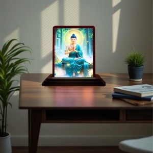 Car Desk/Table Top Lord Buddha Wooden Photo Stand 3x4 Inches, Compact & Stylish Spiritual Display For Car, Home & Office (Pack Of 1) (F14423) Car Desk/Table Top Lord Buddha Wooden Photo Stand 3x4 Inches, Compact & Stylish Spiritual Display For Car, Home & Office (Pack Of 1) (F14423)