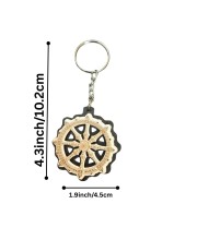 Wooden Wheel Key Chain | Sun Temple Chakra Design Key Ring | Odisha Handicraft Religious Souvenir Gift (wooden wheel keychain)