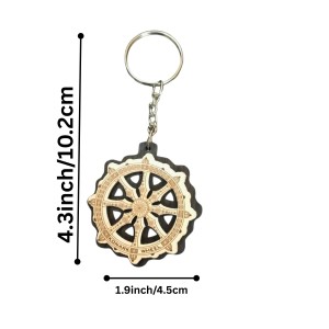 Wooden Wheel Key Chain | Sun Temple Chakra Design Key Ring | Odisha Handicraft Religious Souvenir Gift (wooden wheel keychain)