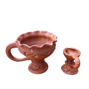 Traditional Dhunuchi Pradeep Clay Incense Burner Puja Diya for Durga Puja Aarti Pooja Decor