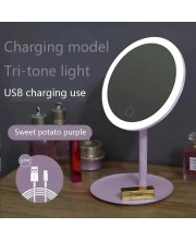 HiTechMart LED Lighted Makeup Mirror – Touch Control, Dimmable Vanity Mirror with Adjustable Stand, 360° Rotation, Rechargeable & Portable for Beauty, Skincare & Grooming