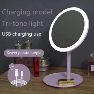 HiTechMart LED Lighted Makeup Mirror – Touch Control, Dimmable Vanity Mirror with Adjustable Stand, 360° Rotation, Rechargeable & Portable for Beauty, Skincare & Grooming