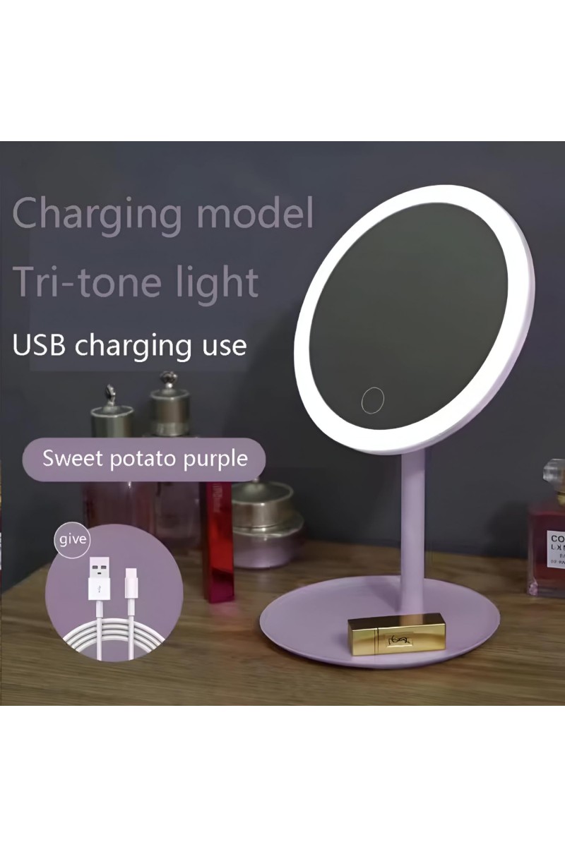HiTechMart LED Lighted Makeup Mirror – Touch Control, Dimmable Vanity Mirror with Adjustable Stand, 360° Rotation, Rechargeable & Portable for Beauty, Skincare & Grooming