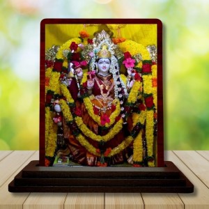 Car Desk/Table Top Goddess Durga Wooden Photo Stand 3x4 Inches, Compact & Stylish Spiritual Display For Car, Home & Office (Pack Of 1) (F14431)