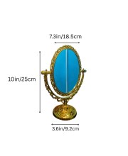 Vintage Oval Tabletop Mirror with Ornate Golden Frame – Classic Decorative Vanity Mirror, Rotating Double-Sided Design for Makeup & Dressing