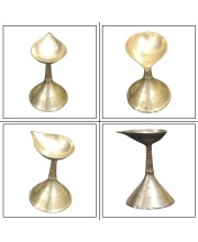 HiTechMart Traditional Brass Gacha Diya with Stand for Puja - Pital Gacha Prodeep or Pradip, Golden Finish HiTechMart Traditional Brass Gacha Diya with Stand for Puja - Pital Gacha Prodeep or Pradip, Golden Finish
