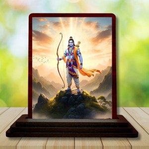 Car Desk/Table Top Lord Rama Wooden Photo Stand 3x4 Inches, Compact & Stylish Spiritual Display For Car, Home & Office (Pack Of 1) (F14408) Car Desk/Table Top Lord Rama Wooden Photo Stand 3x4 Inches, Compact & Stylish Spiritual Display For Car, Home & Office (Pack Of 1) (F14408)
