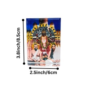 Acrylic Table Photo Stand with Dakshineswar Ma Kali, Sri Ramakrishna & Sarada Ma Image – Crystal Clear Decorative Display Frame for Home Temple, Office Desk & Car Dashboard
