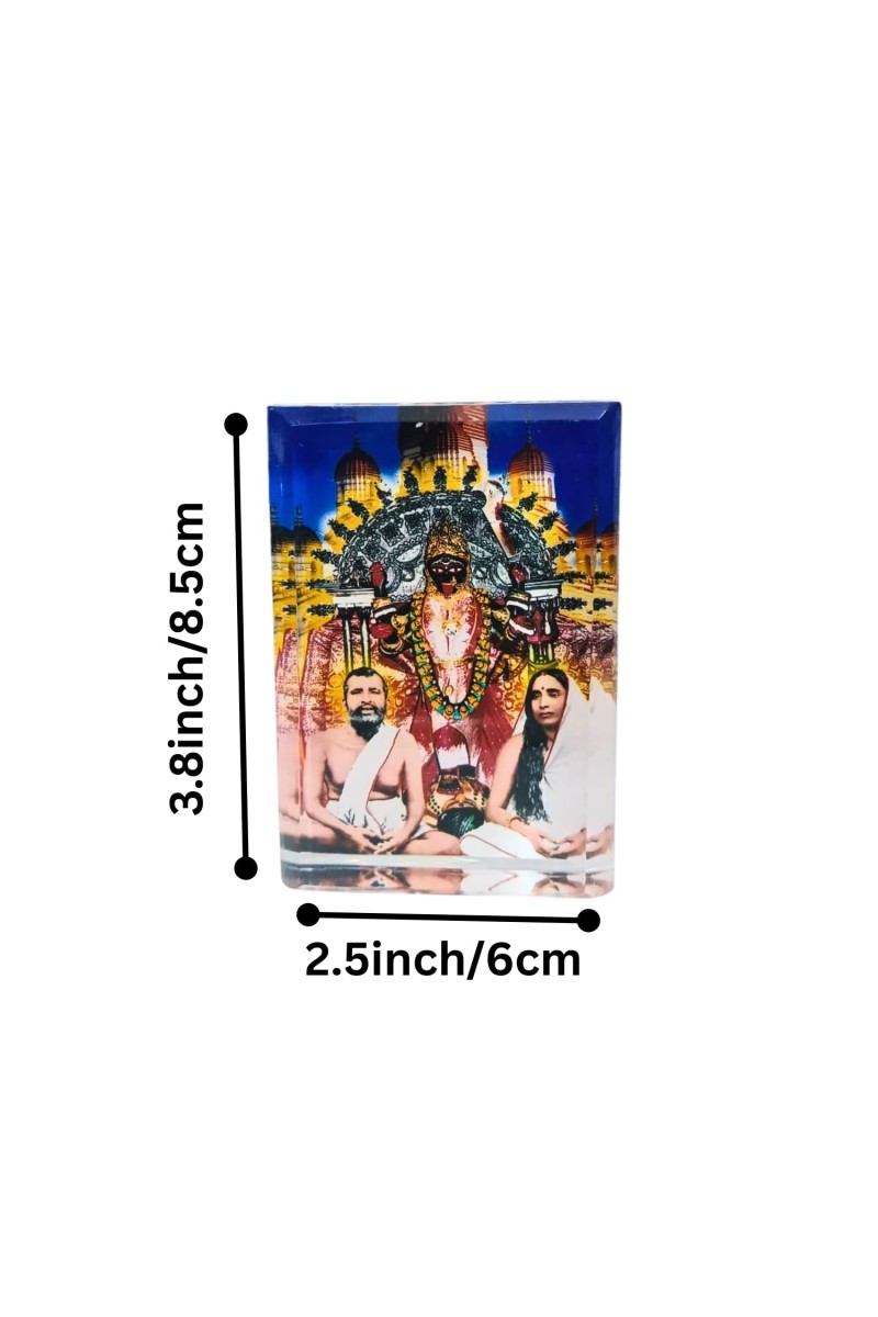 Acrylic Table Photo Stand with Dakshineswar Ma Kali, Sri Ramakrishna & Sarada Ma Image – Crystal Clear Decorative Display Frame for Home Temple, Office Desk & Car Dashboard