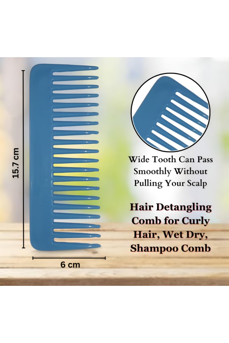 Hi Tech Sales Hair Wide Tooth Comb Detangling Frizz off detangler hair comb for Curly, long Hair & any type Hair, Wet, Dry. Shampoo Comb. Pack of 1 (Sky)