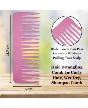 Hi Tech Sales Hair Wide Tooth Comb Detangling Frizz off detangler hair comb for Curly, long Hair & any type Hair, Wet, Dry. Shampoo Comb. Pack of 1 (Pink)