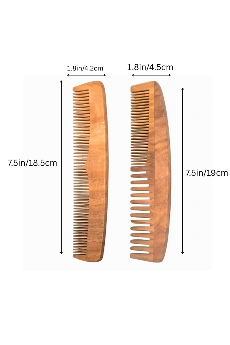 Pure Wooden Comb for Hair – Anti-Static Natural Wood Comb with Fine & Wide Teeth, Scalp Massage Hair Comb for Men & Women.