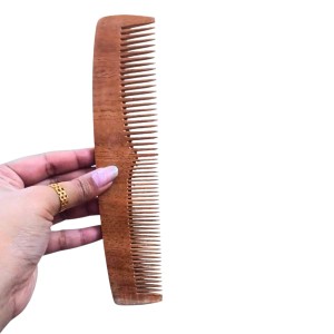 Wooden Neem Comb for Hair | Natural Anti-Static Wooden Hair Comb | Wide & Fine Teeth | Reduces Hair Fall & Dandruff | Unisex (combo of 2)