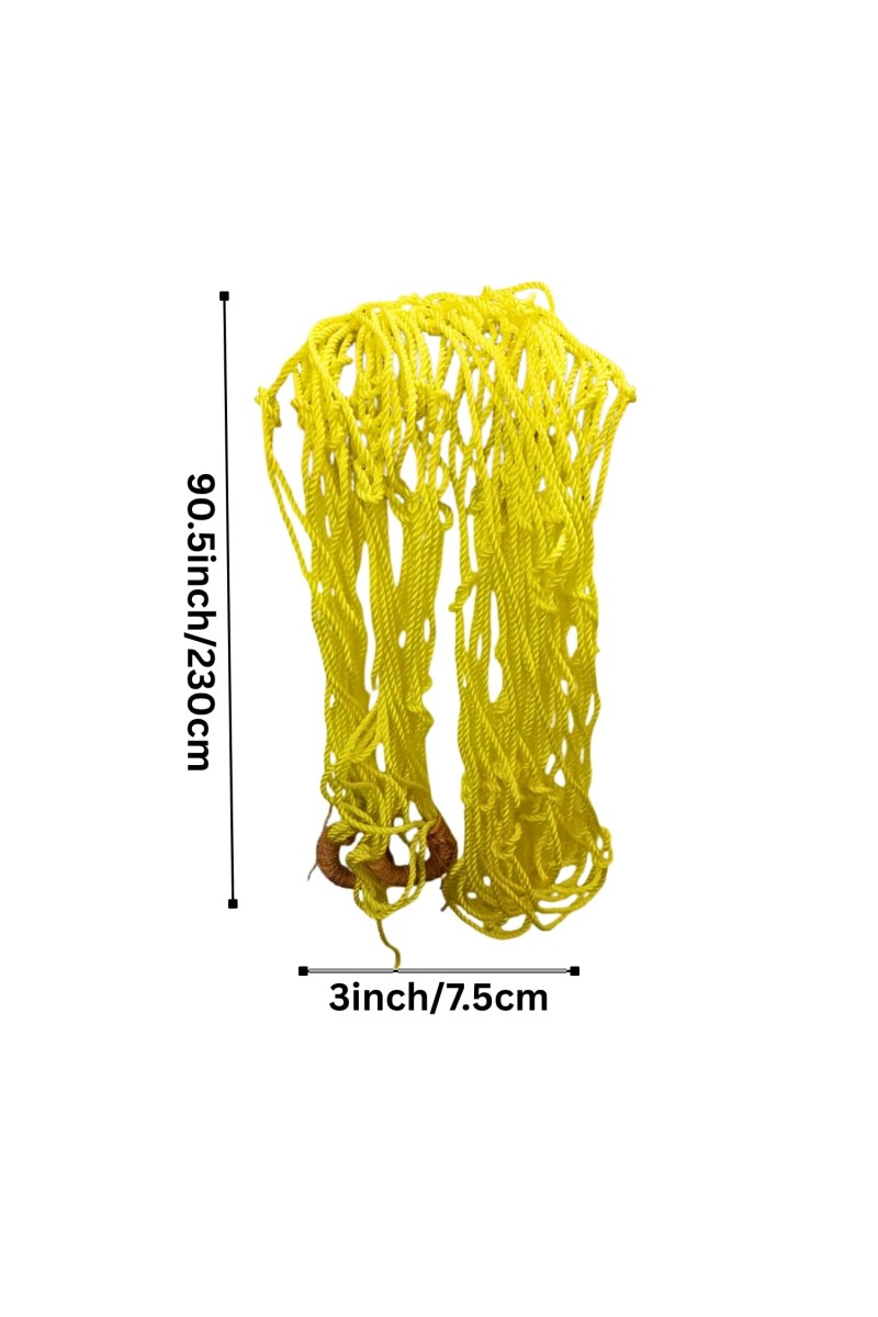 Durable Yellow Rope Net with Hammock Swing Hanging Net Mesh Sleeping Bed | Strong Nylon Outdoor, Sports, Garden or Decorative Use | Heavy Duty Multipurpose Rope Mesh (Yellow)