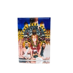 Acrylic Table Photo Stand with Dakshineswar Ma Kali, Sri Ramakrishna & Sarada Ma Image – Crystal Clear Decorative Display Frame for Home Temple, Office Desk & Car Dashboard