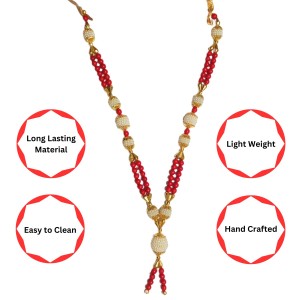 Handmade Moti Mala Artificial Multicolor Pearl Garland | Decorative Haar for God Idol, Temple & Home Décor (16 inch)
