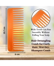 Hi Tech Sales Hair Wide Tooth Comb Detangling Frizz off detangler hair comb for Curly, long Hair & any type Hair, Wet, Dry. Shampoo Comb. Pack of 1 (Orange)