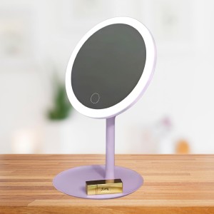 HiTechMart LED Lighted Makeup Mirror – Touch Control, Dimmable Vanity Mirror with Adjustable Stand, 360° Rotation, Rechargeable & Portable for Beauty, Skincare & Grooming
