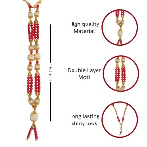 Handmade Moti Mala Artificial Multicolor Pearl Garland | Decorative Haar for God Idol, Temple & Home Décor (16 inch)