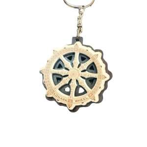 Wooden Wheel Key Chain | Sun Temple Chakra Design Key Ring | Odisha Handicraft Religious Souvenir Gift (wooden wheel keychain)