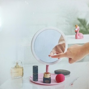 HiTechMart LED Lighted Makeup Mirror – Touch Control, Dimmable Vanity Mirror with Adjustable Stand, 360° Rotation, Rechargeable & Portable for Beauty, Skincare & Grooming