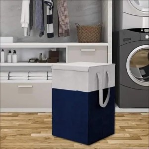 Foldable Laundry Basket with Lid & Handles – Collapsible Storage Hamper for Clothes, Toys & Dirty Laundry – Durable Fabric Organizer Bag for Home, Bedroom & Bathroom Use