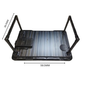Hitech Sales, Portable Laptop Table with Foldable Legs, Multi-Utility Slots & Gray Striped Woodgrain Finish – Bed Table for Work, Study & Entertainment