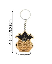 Jagannath Puri Dham Wooden Keychain | Lord Jagannath Balabhadra Subhadra Engraved MDF Key Ring | Spiritual Religious Keychain for Bike, Car & Home