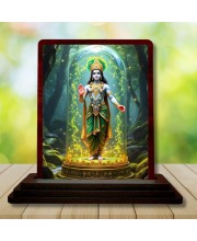 Car Desk/Table Top Lord Krishna Wooden Photo Stand 3x4 Inches, Compact & Stylish Spiritual Display For Car, Home & Office (Pack Of 1) (F14392)