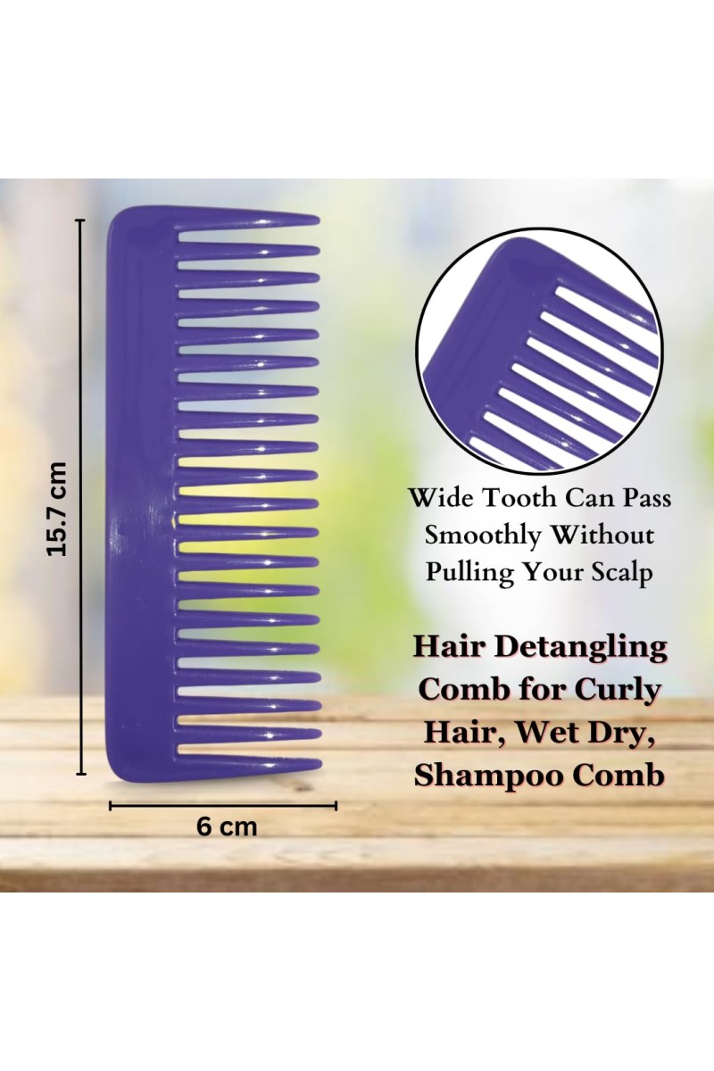 Hi Tech Sales Hair Wide Tooth Comb Detangling Frizz off detangler hair comb for Curly, long Hair & any type Hair, Wet, Dry. Shampoo Comb. Pack of 1 (Violet)