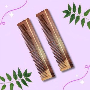 Hi Tech Sales Wooden Comb | Wood Kangi for Hair Growth, Hair fall & Dandruff Control | Handcrafted Designer Comb | For Men And Women Pack of 2