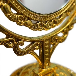 Vintage Oval Tabletop Mirror with Ornate Golden Frame – Classic Decorative Vanity Mirror, Rotating Double-Sided Design for Makeup & Dressing