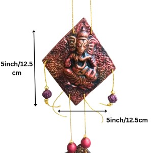 Hindu Wall Hanging Decorative Showpiece with Om & Ganesha | Spiritual Door Hanging for Home Temple, Pooja Room & Living Room Décor (Triangular)