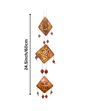 Handcrafted Terracotta Wall Hanging Ornament with Trishul, Om & Swastik Symbols | Decorative Spiritual Home décor for Entrance, Pooja Room & Living Room (Triangular)