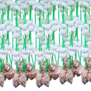 HiTechMart Handcrafted Seashell Door Hanging – 68 Inch Traditional Swag Toran for Entrance & Pooja Room – White Sea Shell Curtain for Home Décor, Boho Style, Eco-Friendly Coastal Decor