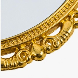 Vintage Oval Tabletop Mirror with Ornate Golden Frame – Classic Decorative Vanity Mirror, Rotating Double-Sided Design for Makeup & Dressing