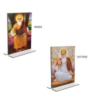 Guru Nanak Acrylic T-Style Photo Stand, Compact and Stylish Spiritual Display, easily change 2 photos (Pack of 1)