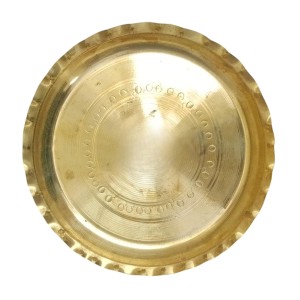 HiTechMart Small 14 x14 cm Brass Puja Thali for Temple and Home, Traditional Decorative Plate for Puja, Aarti, and Rituals