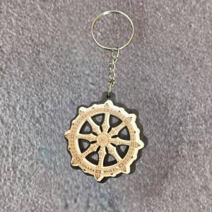 Wooden Wheel Key Chain | Sun Temple Chakra Design Key Ring | Odisha Handicraft Religious Souvenir Gift (wooden wheel keychain)