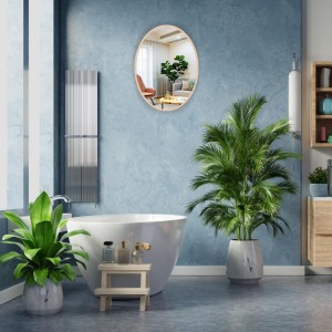 Hitech Sales Oval Wall Mounted Mirror 29.5 x 39 cm Modern Decorative Mirror for Bathroom, Living Room, or Bedroom (Vertical & Horizontal Use)