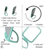 Hitech Sales Desk Student Bedroom,Foldable HD Dressing, Portable Princess Square Beauty Small Mirror Travel Mirror Suitable for Gifts Women (Light Blue Pack - 1) (Mint)