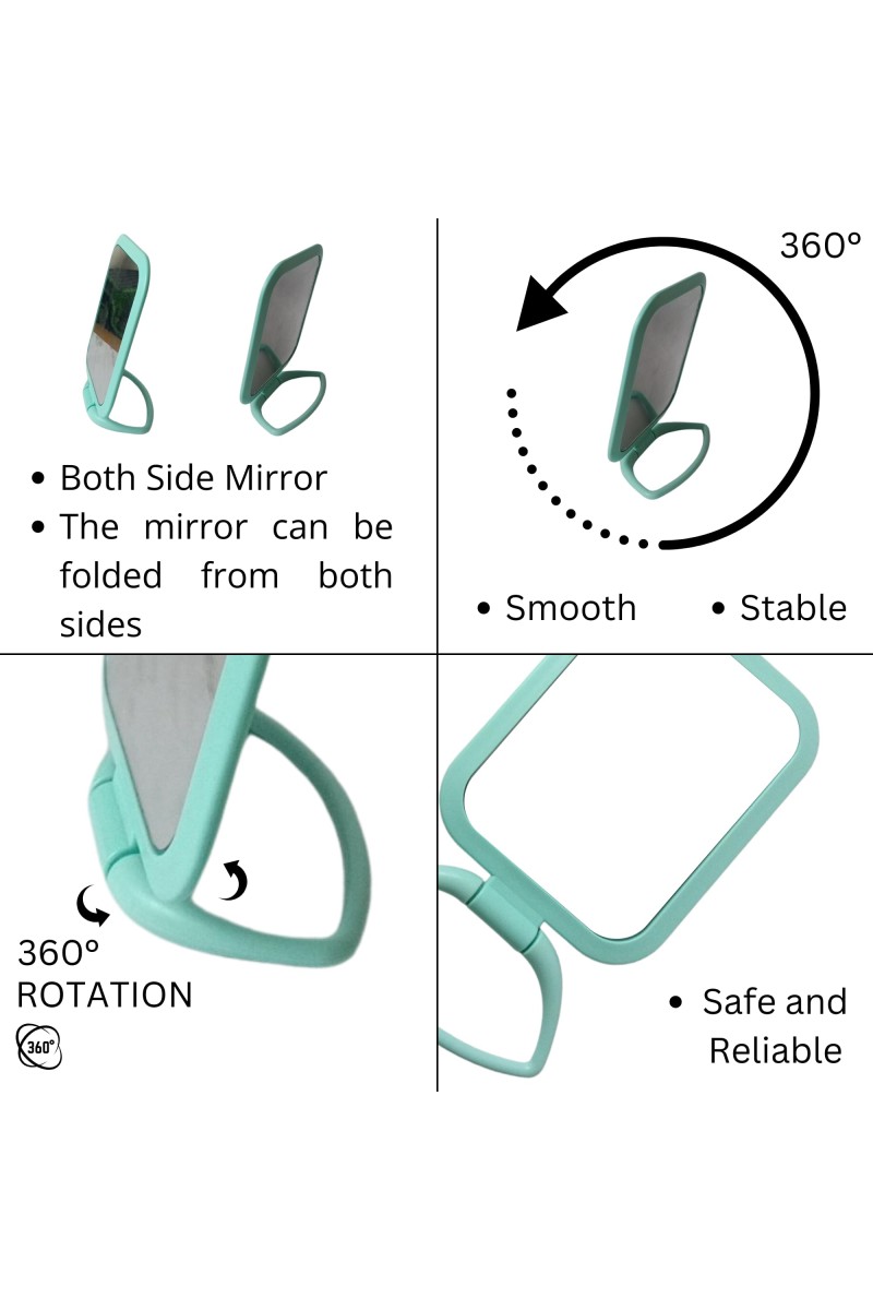 Hitech Sales Desk Student Bedroom,Foldable HD Dressing, Portable Princess Square Beauty Small Mirror Travel Mirror Suitable for Gifts Women (Light Blue Pack - 1) (Mint)