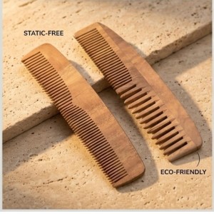 Pure Wooden Comb for Hair – Anti-Static Natural Wood Comb with Fine & Wide Teeth, Scalp Massage Hair Comb for Men & Women.