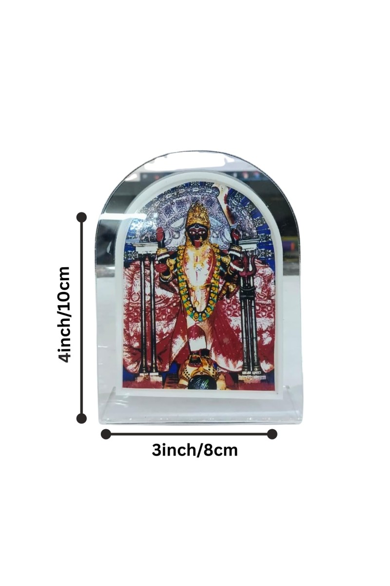 Acrylic Table Photo Frame with Dakshineswar Ma Kali Image – Clear Transparent Stand Frame for Home Temple, Office Desk, Study Table & Car Dashboard – Decorative Spiritual Puja Gift Item
