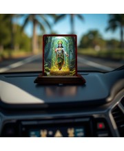Car Desk/Table Top Lord Krishna Wooden Photo Stand 3x4 Inches, Compact & Stylish Spiritual Display For Car, Home & Office (Pack Of 1) (F14392)