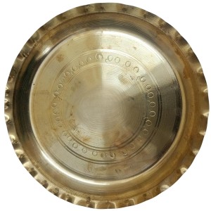 HiTechMart Small 14 x14 cm Brass Puja Thali for Temple and Home, Traditional Decorative Plate for Puja, Aarti, and Rituals