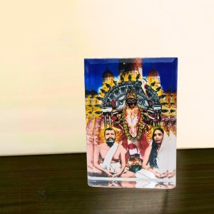 Acrylic Table Photo Stand with Dakshineswar Ma Kali, Sri Ramakrishna & Sarada Ma Image – Crystal Clear Decorative Display Frame for Home Temple, Office Desk & Car Dashboard