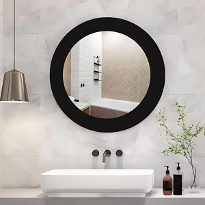 Sleek Round Wall Mounted Bathroom, Basin Mirror, Mirror for Home, Bedroom, Ideal for Modern Bathrooms (14X18)
