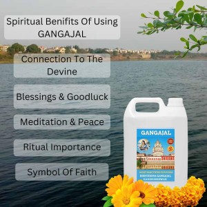 100% Organic, Pure & Natural Gangajal from the Dakshineswar River Ganga, Authentic,Spiritual and Religious for Puja Purposes, Daily Use, 2 Liter Jar