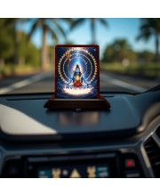 Car Desk/Table Top Lord Shiva Wooden Photo Stand 3x4 Inches, Compact & Stylish Spiritual Display For Car, Home & Office (Pack Of 1) (F14378)